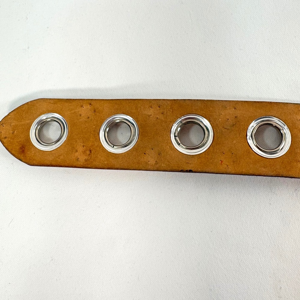 Neiman Marcus Streets Ahead Belt Brown Leather Studded Grommet Size M - Picture 5 of 8